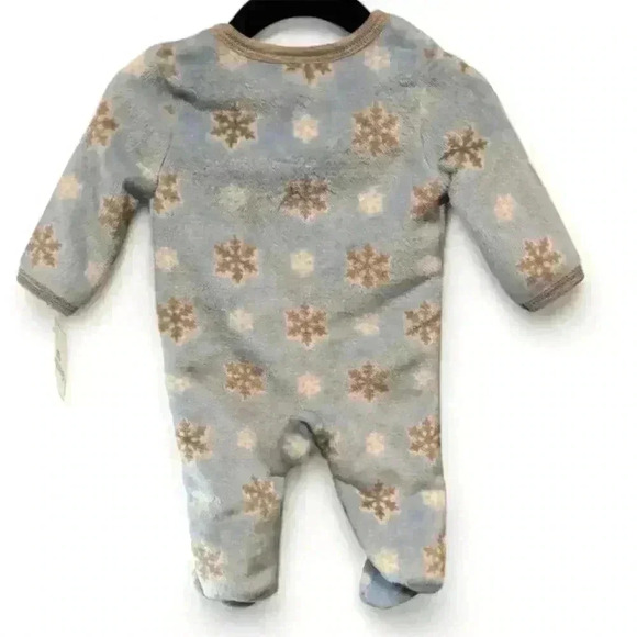 Little Beginnings- Nwt-  Boy’s  Baby Blue Snowflake Sleeper 0-3 Months - Picture 3 of 7
